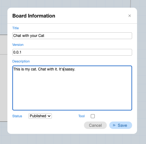 Board details dialog