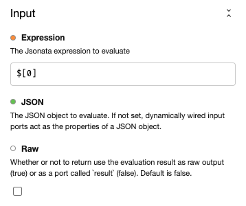 The JSONata input