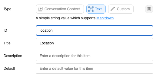 Location input schema