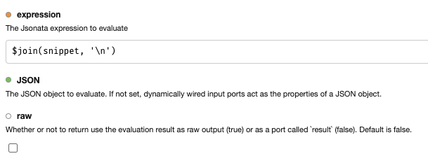 jsonata component input ports