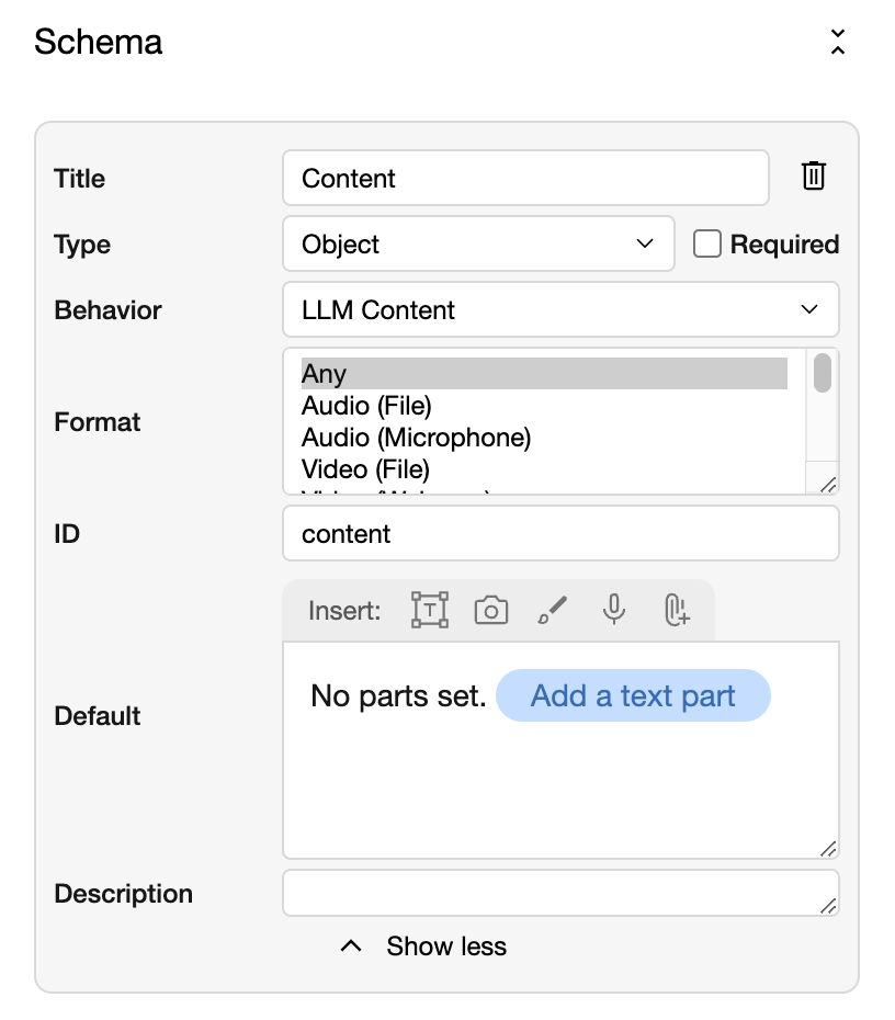 The LLM Content input type