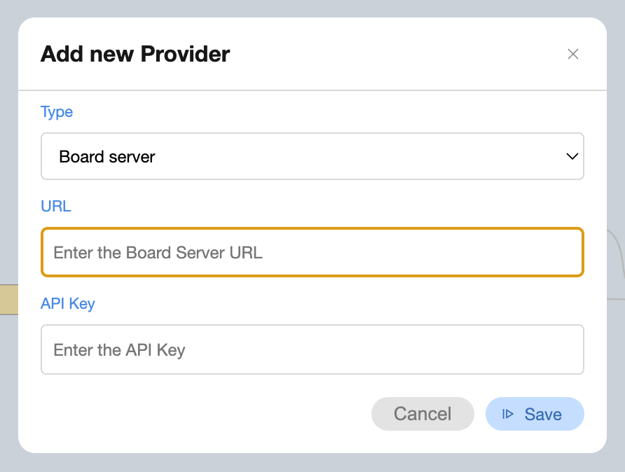 The new Provider dialog